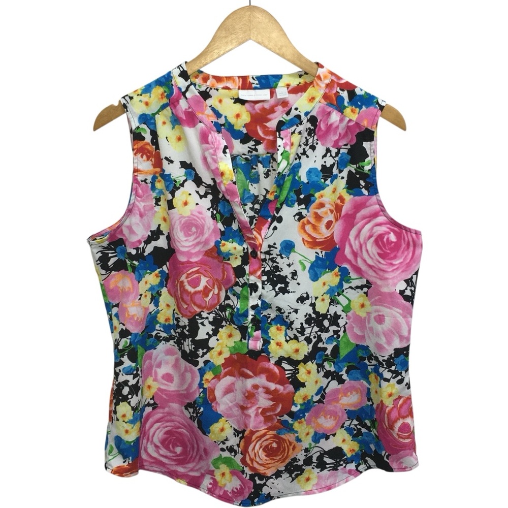 New York & Co‎ Multi-Colored Floral Sleeveless Blouse Top Shirt - Women’s Large